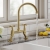 Nuie Bridge Kitchen Sink Mixer Tap Crosshead Handle - Brushed Brass | Thumbnail Image