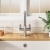Nuie Churni Mono Kitchen Sink Mixer Tap Dual Lever Handle - Brushed Nickel | Thumbnail Image