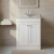 Nuie Classique Floor Standing 2-Door Vanity Unit with 1TH Grey Marble Top Basin 600mm Wide - Satin White