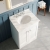 Nuie Classique Floor Standing 2-Door Vanity Unit with 3TH White Round Marble Top Basin 600mm Wide - Satin White | Thumbnail Image