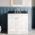 Nuie Classique Floor Standing 2-Door Vanity Unit with 3TH Black Marble Top Basin 800mm Wide - Satin White | Thumbnail Image