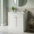 Nuie Classique Floor Standing 2-Door Vanity Unit with 3TH White Round Marble Top Basin 800mm Wide - Satin White