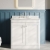 Nuie Classique Floor Standing 2-Door Vanity Unit with 3TH White Round Marble Top Basin 800mm Wide - Satin White | Thumbnail Image