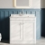 Nuie Classique Floor Standing 2-Door Vanity Unit with 1TH White Square Marble Top Basin 800mm Wide - Satin White | Thumbnail Image