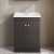 Nuie Classique Floor Standing 2-Door Vanity Unit with Traditional Basin 600mm Wide Satin Anthracite - 1 Tap Hole | Thumbnail Image