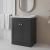 Nuie Classique Floor Standing 2-Door Vanity Unit with Traditional Basin 600mm Wide Satin Anthracite - 3 Tap Hole