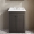 Nuie Classique Floor Standing 2-Door Vanity Unit with Traditional Basin 600mm Wide Satin Anthracite - 3 Tap Hole | Thumbnail Image