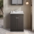 Nuie Classique Floor Standing 2-Door Vanity Unit with 1TH Grey Marble Top Basin 600mm Wide - Satin Anthracite | Thumbnail Image