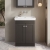 Nuie Classique Floor Standing 2-Door Vanity Unit with Classic Basin 600mm Wide Satin Anthracite - 0 Tap Hole | Thumbnail Image
