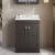 Nuie Classique Floor Standing 2-Door Vanity Unit with 3TH White Round Marble Top Basin 600mm Wide - Satin Anthracite | Thumbnail Image