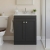 Nuie Classique Floor Standing 2-Door Vanity Unit with 1TH White Square Marble Top Basin 600mm Wide - Satin Anthracite