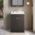 Nuie Classique Floor Standing 2-Door Vanity Unit with 1TH White Square Marble Top Basin 600mm Wide - Satin Anthracite | Thumbnail Image
