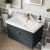 Nuie Classique Wall Hung 1-Drawer Vanity Unit with Basin 600mm Wide Satin Anthracite - 1 Tap Hole | Thumbnail Image