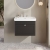 Nuie Classique Wall Hung 1-Drawer Vanity Unit with Basin 600mm Wide Satin Anthracite - 3 Tap Hole | Thumbnail Image