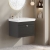 Nuie Classique Wall Hung 1-Drawer Vanity Unit with Basin 600mm Wide Satin Anthracite - 3 Tap Hole | Thumbnail Image