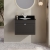 Nuie Classique Wall Hung 1-Drawer Vanity Unit with 1TH Black Marble Top Basin 600mm Wide - Satin Anthracite | Thumbnail Image