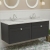 Nuie Classique Wall Hung 2-Drawer Vanity Unit with 1TH Grey Round Marble Top Basin 1200mm Wide - Satin Anthracite