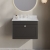 Nuie Classique Wall Hung 1-Drawer Vanity Unit with 3TH Grey Marble Top Basin 600mm Wide - Satin Anthracite | Thumbnail Image