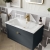 Nuie Classique Wall Hung 1-Drawer Vanity Unit with 1TH Stone Textured Basin 600mm Wide - Soft Black | Thumbnail Image
