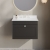 Nuie Classique Wall Hung 1-Drawer Vanity Unit with 3TH White Round Marble Top Basin 600mm Wide - Satin Anthracite | Thumbnail Image