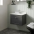 Nuie Classique Wall Hung 1-Drawer Vanity Unit with 1TH White Square Marble Top Basin 600mm Wide - Satin Anthracite