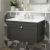 Nuie Classique Wall Hung 1-Drawer Vanity Unit with 3TH White Round Marble Top Basin 800mm Wide - Satin Anthracite