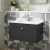 Nuie Classique Wall Hung 1-Drawer Vanity Unit with 1TH White Square Marble Top Basin 800mm Wide - Satin Anthracite