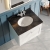 Nuie Classique Wall Hung 1-Drawer Vanity Unit with 1TH Black Marble Top Basin 600mm Wide - Satin White | Thumbnail Image