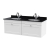 Nuie Classique Wall Hung 2-Drawer Vanity Unit with 1TH Black Round Marble Top Basin 1200mm Wide - Satin White