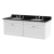 Nuie Classique Wall Hung 2-Drawer Vanity Unit with 3TH Black Round Marble Top Basin 1200mm Wide - Satin White
