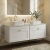 Nuie Classique Wall Hung 2-Drawer Vanity Unit with Carrera Marble Worktop 1200mm Wide - Satin White | Thumbnail Image