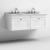 Nuie Classique Wall Hung 2-Drawer Vanity Unit with 3TH Grey Round Marble Top Basin 1200mm Wide - Satin White