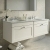 Nuie Classique Wall Hung 2-Drawer Vanity Unit with 3TH Grey Round Marble Top Basin 1200mm Wide - Satin White
