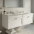 Nuie Classique Wall Hung 2-Drawer Vanity Unit with 3TH White Round Marble Top Basin 1200mm Wide - Satin White