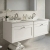 Nuie Classique Wall Hung 2-Drawer Vanity Unit with 1TH White Square Marble Top Basin 1200mm Wide - Satin White