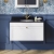 Nuie Classique Wall Hung 1-Drawer Vanity Unit with 1TH Black Marble Top Basin 800mm Wide - Satin White | Thumbnail Image