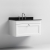 Nuie Classique Wall Hung 1-Drawer Vanity Unit with 3TH Black Marble Top Basin 800mm Wide - Satin White