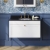 Nuie Classique Wall Hung 1-Drawer Vanity Unit with 3TH Black Marble Top Basin 800mm Wide - Satin White | Thumbnail Image