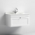 Nuie Classique Wall Hung 1-Drawer Vanity Unit with 1TH White Square Marble Top Basin 800mm Wide - Satin White