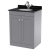 Nuie Classique Floor Standing 2-Door Vanity Unit with 1TH Black Marble Top Basin 600mm Wide - Satin Grey