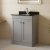 Nuie Classique Floor Standing 2-Door Vanity Unit with 1TH Black Marble Top Basin 600mm Wide - Satin Grey