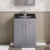 Nuie Classique Floor Standing 2-Door Vanity Unit with 1TH Black Marble Top Basin 600mm Wide - Satin Grey | Thumbnail Image