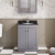 Nuie Classique Floor Standing 2-Door Vanity Unit with 1TH Black Marble Top Basin 600mm Wide - Satin Grey | Thumbnail Image