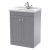 Nuie Classique Floor Standing 2-Door Vanity Unit with Traditional Basin 600mm Wide Satin Grey - 1 Tap Hole