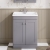 Nuie Classique Floor Standing 2-Door Vanity Unit with Traditional Basin 600mm Wide Satin Grey - 1 Tap Hole | Thumbnail Image