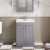 Nuie Classique Floor Standing 2-Door Vanity Unit with Traditional Basin 600mm Wide Satin Grey - 1 Tap Hole | Thumbnail Image