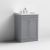 Nuie Classique Floor Standing 2-Door Vanity Unit with Traditional Basin 600mm Wide Satin Grey - 3 Tap Hole