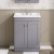 Nuie Classique Floor Standing 2-Door Vanity Unit with Traditional Basin 600mm Wide Satin Grey - 3 Tap Hole | Thumbnail Image