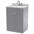 Nuie Classique Floor Standing 2-Door Vanity Unit with 1TH Grey Marble Top Basin 600mm Wide - Satin Grey