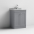 Nuie Classique Floor Standing 2-Door Vanity Unit with 1TH Grey Marble Top Basin 600mm Wide - Satin Grey